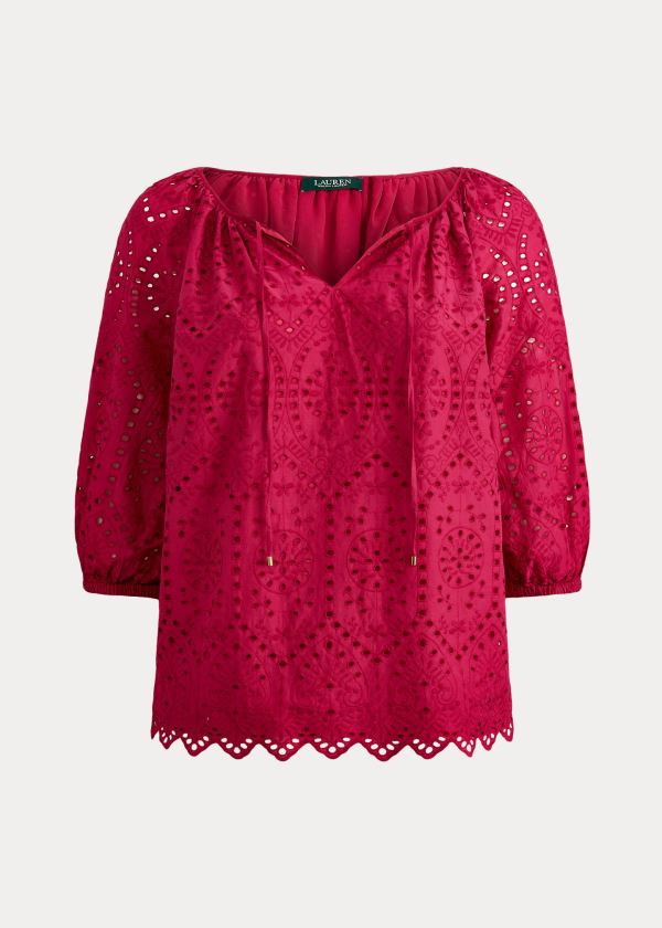 Women's Ralph Lauren Eyelet Elbow-Sleeve Tops | 506189PFY